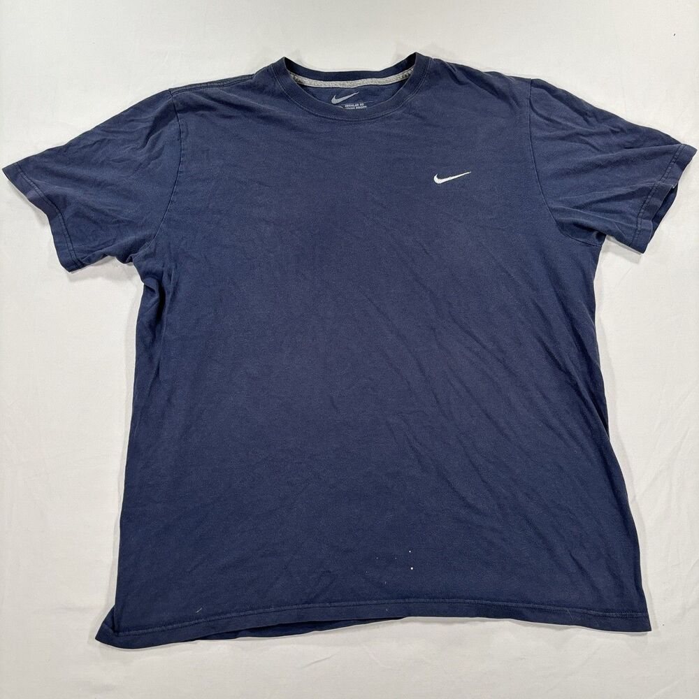 Vintage Nike T Shirt Mens Extra Large Navy Small White Swoosh Embroidered